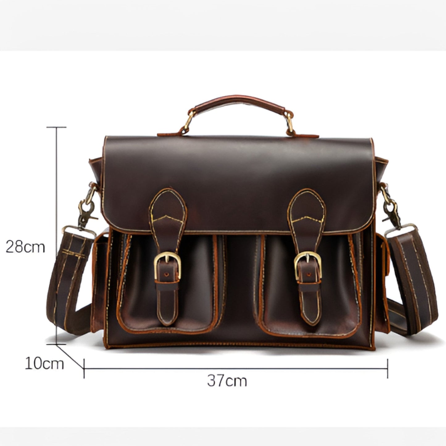 Borsa Portadocumenti Marrone Con Chiusura Unisex — Retro, immagine 5