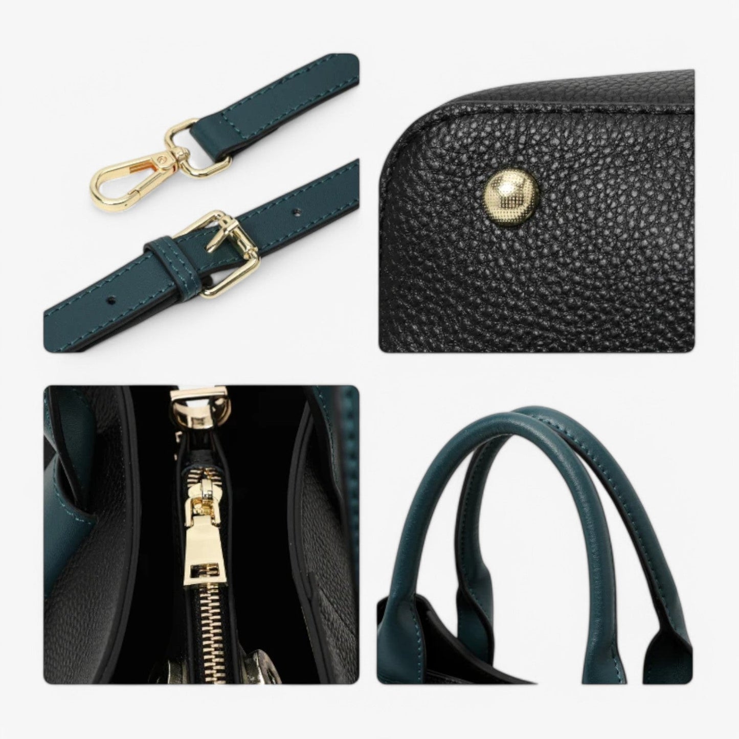 Borsa Tote Nera Bicolore Donna — Bellagio, immagine 5