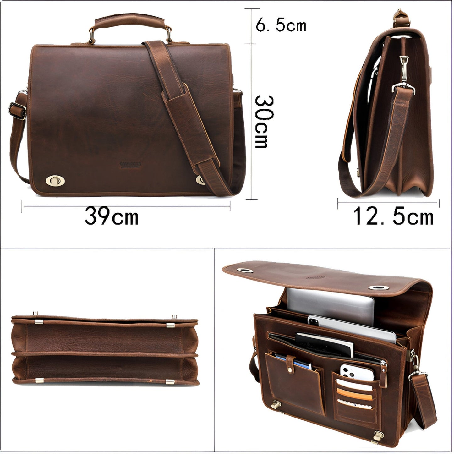 Borsa Portadocumenti Marrone Con Tracolla Uomo — Como, immagine 4