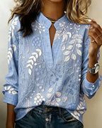 Blusa Floreale Da Donna Con Scollo A V E Maniche Tre Quarti, immagine 4