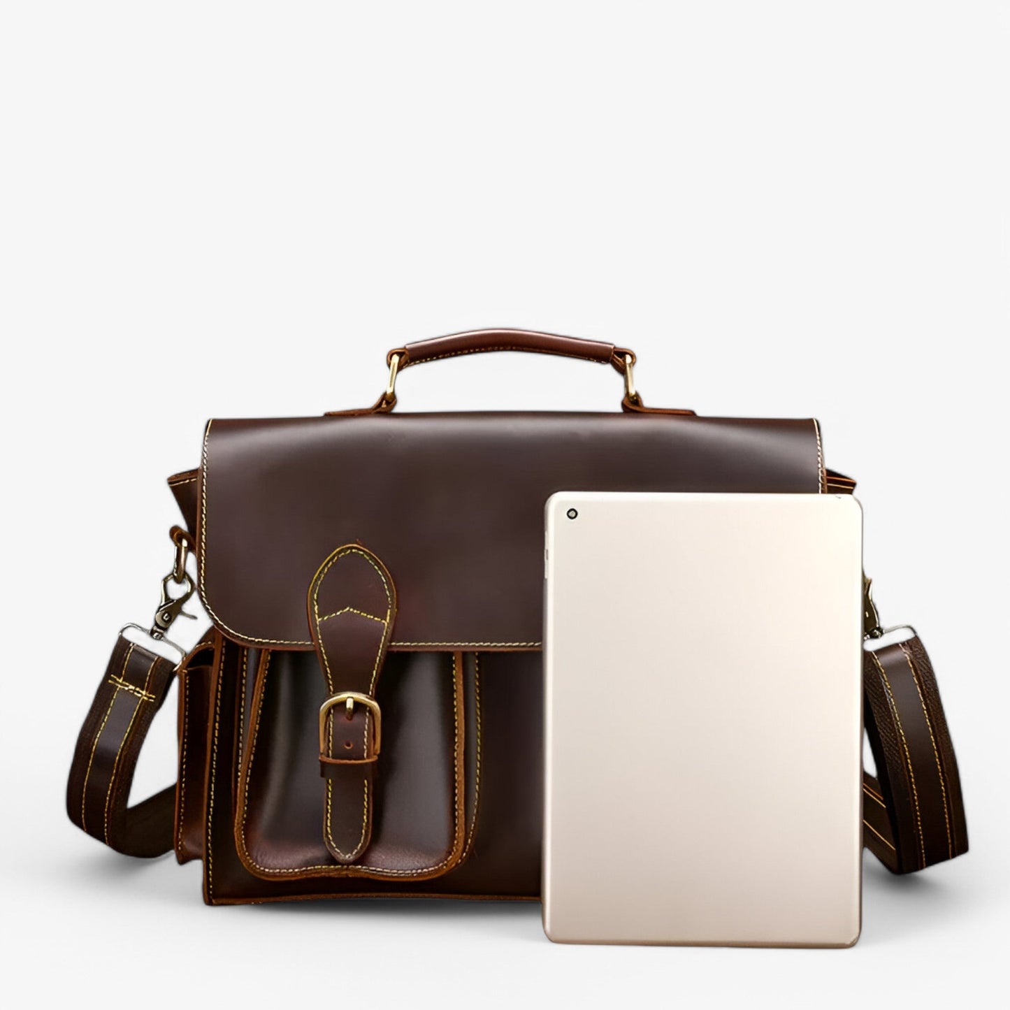 Borsa Portadocumenti Marrone Con Chiusura Unisex — Retro, immagine 3