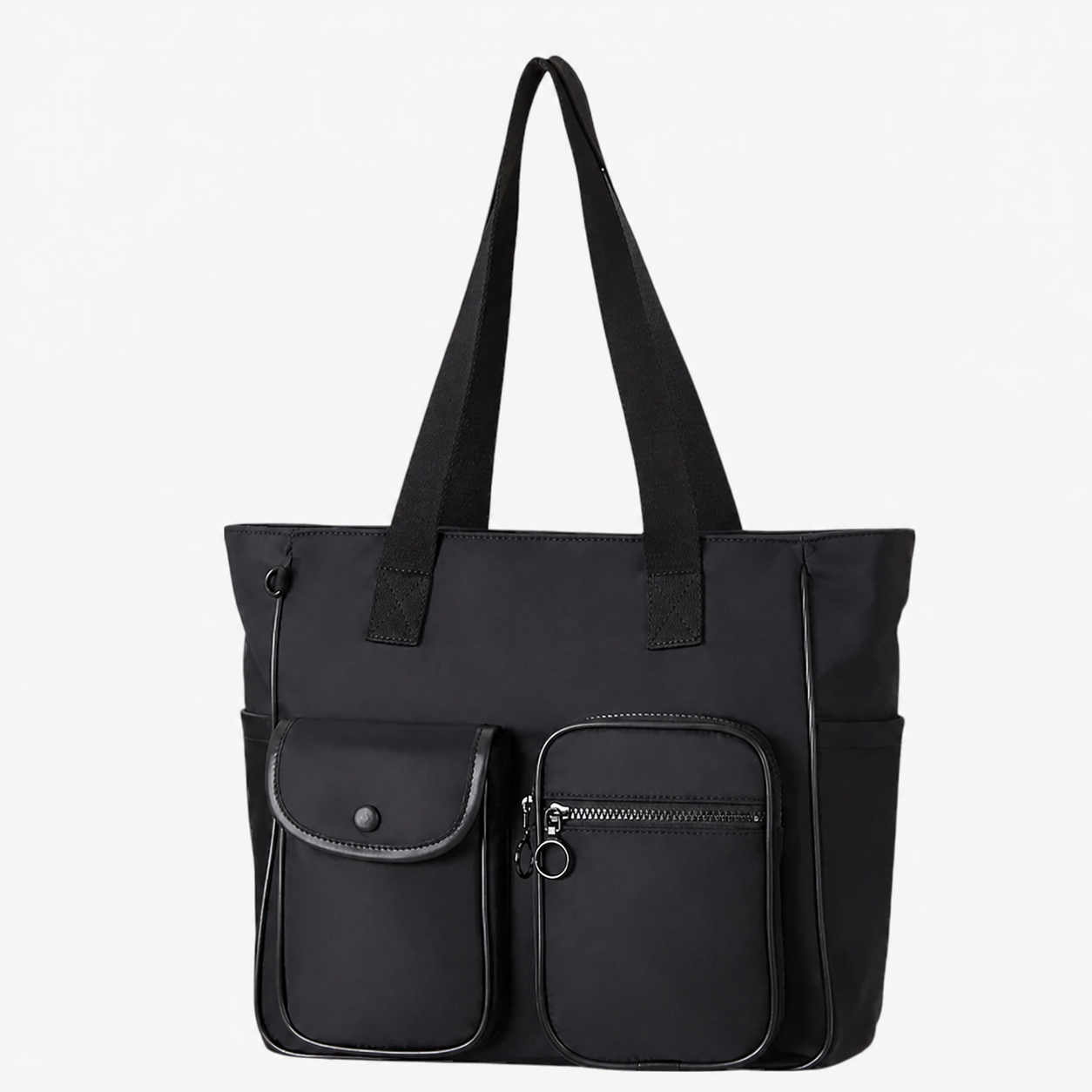 Eloise borsa tote multitasche nera da donna su fondo bianco