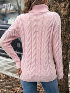 Maglione A Trecce Da Donna Con Collo Alto E Taglio Comodo, immagine 45