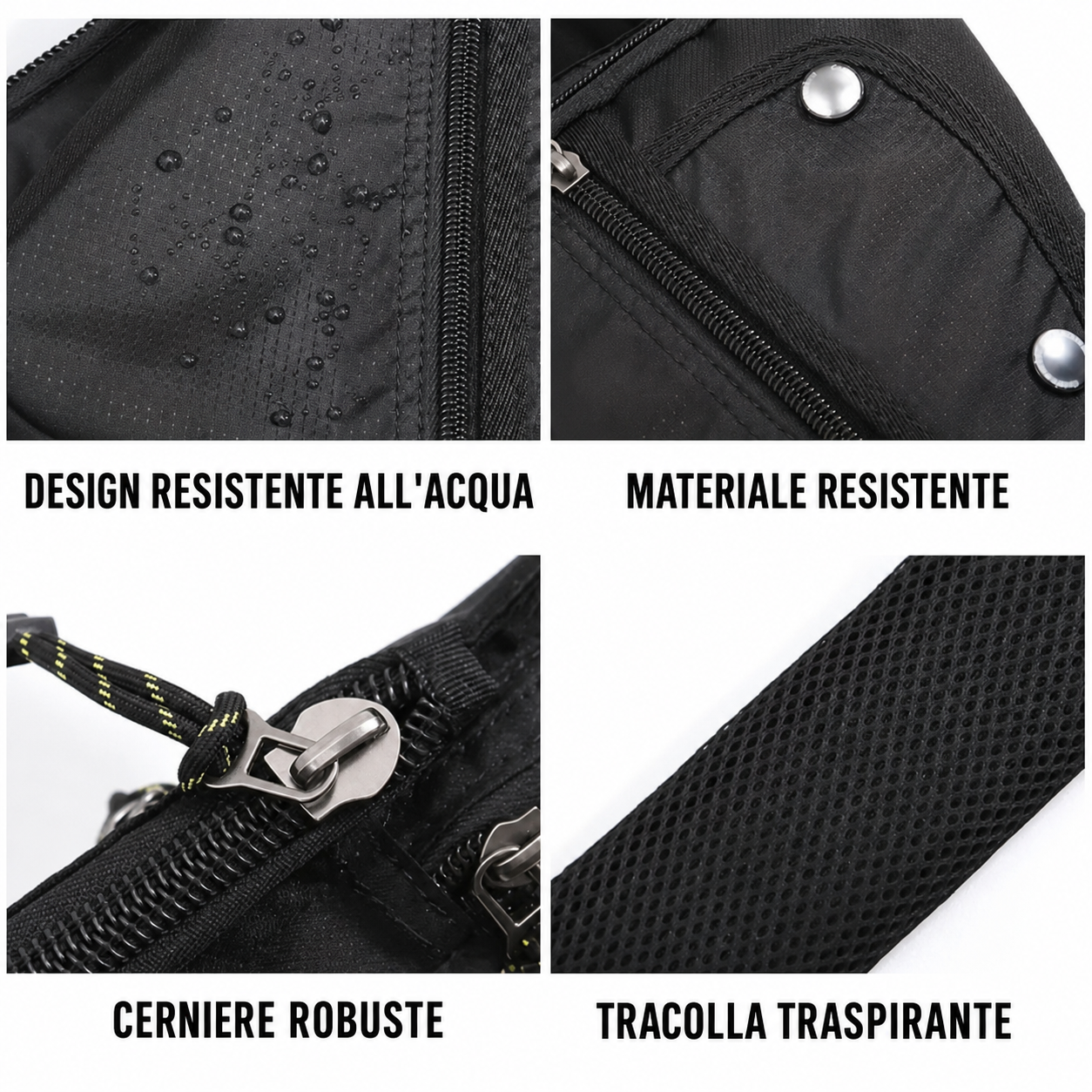 Borsa Monospalla Nera Antifurto Impermeabile Uomo — Garda, immagine 4