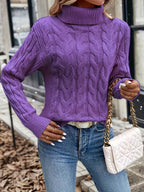 Maglione A Trecce Da Donna Con Collo Alto E Taglio Comodo, immagine 34