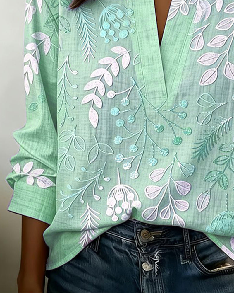 Blusa Floreale Da Donna Con Scollo A V E Maniche Tre Quarti, immagine 15