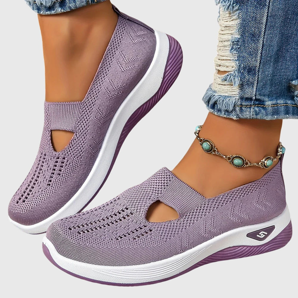 Sneakers Slip On Da Donna In Tessuto Traforato Con Suola Spessa, immagine 9