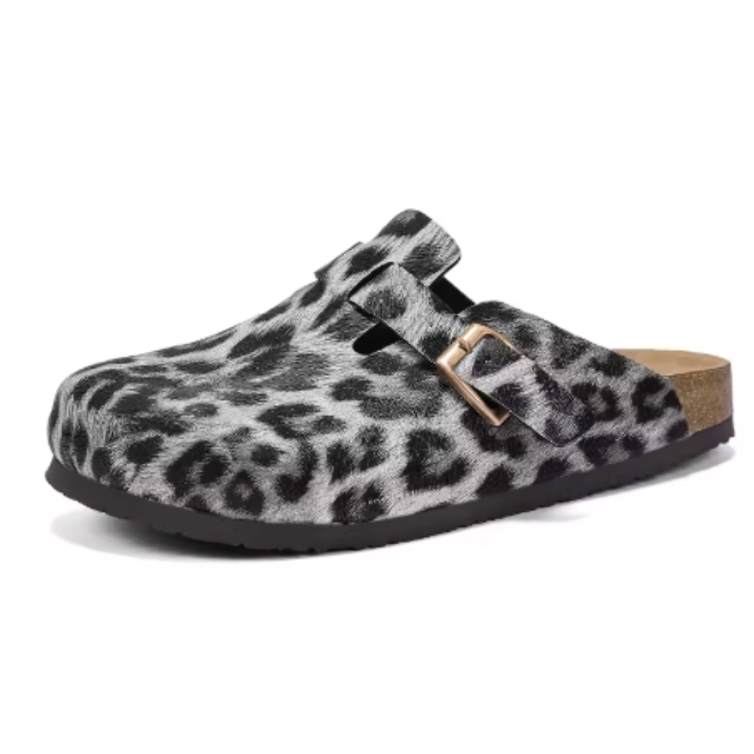 Zoccoli in pelle leopardata