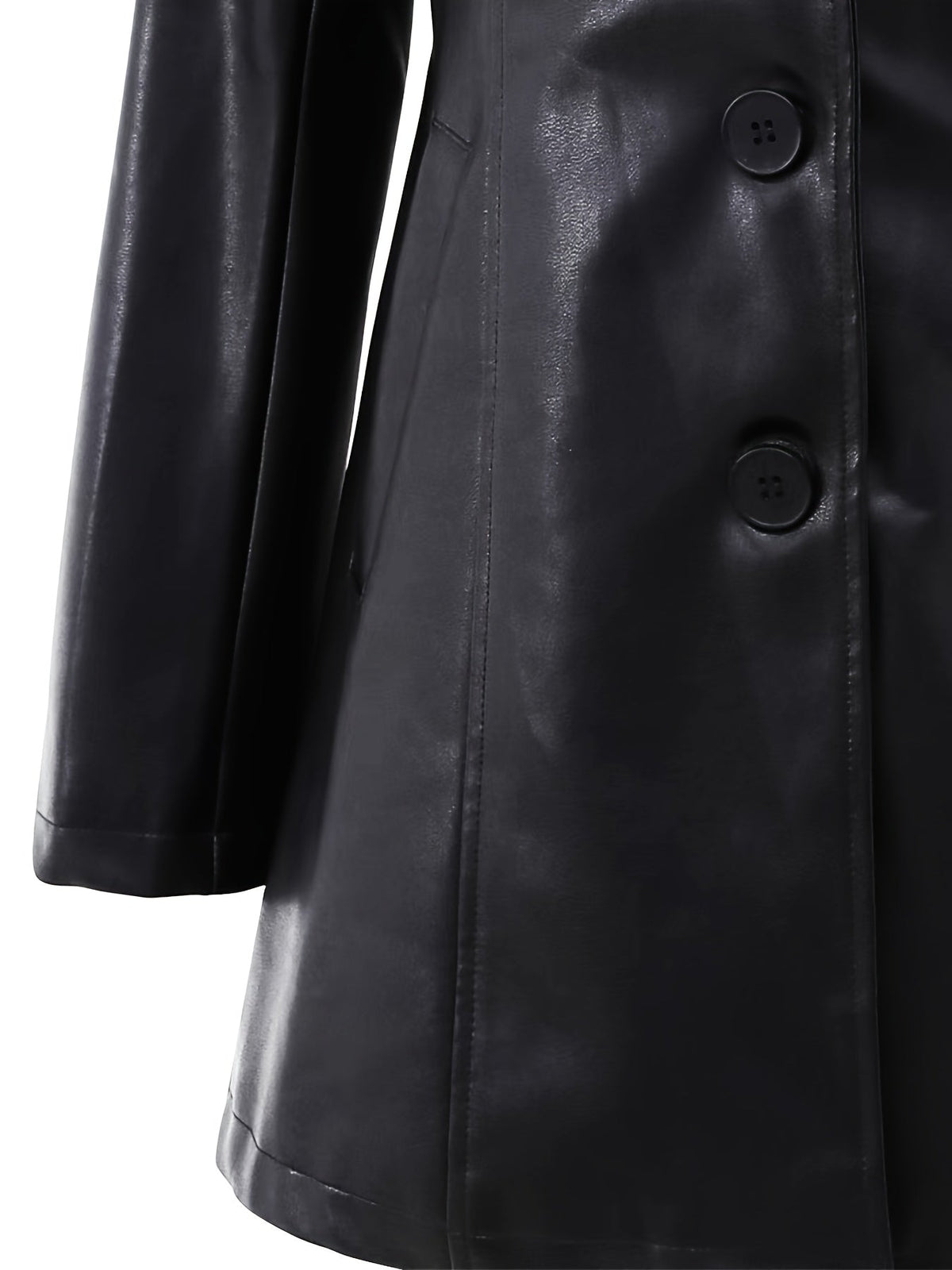 Cappotto Nero Sfiancato Da Donna Con Revers E Lunghezza Midi, immagine 7