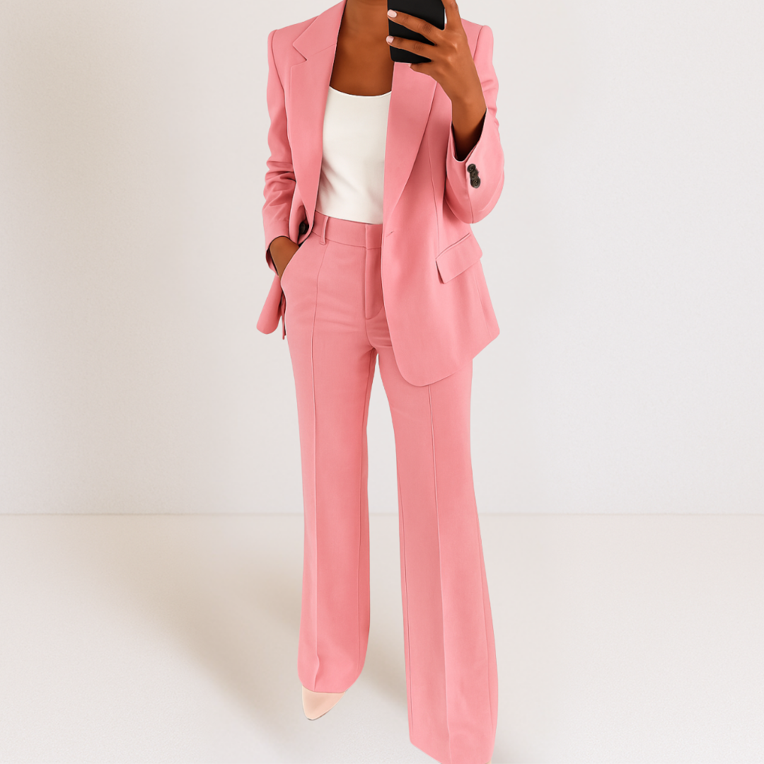 Completo Elegante Da Donna Con Blazer E Pantaloni A Gamba Larga, immagine 10