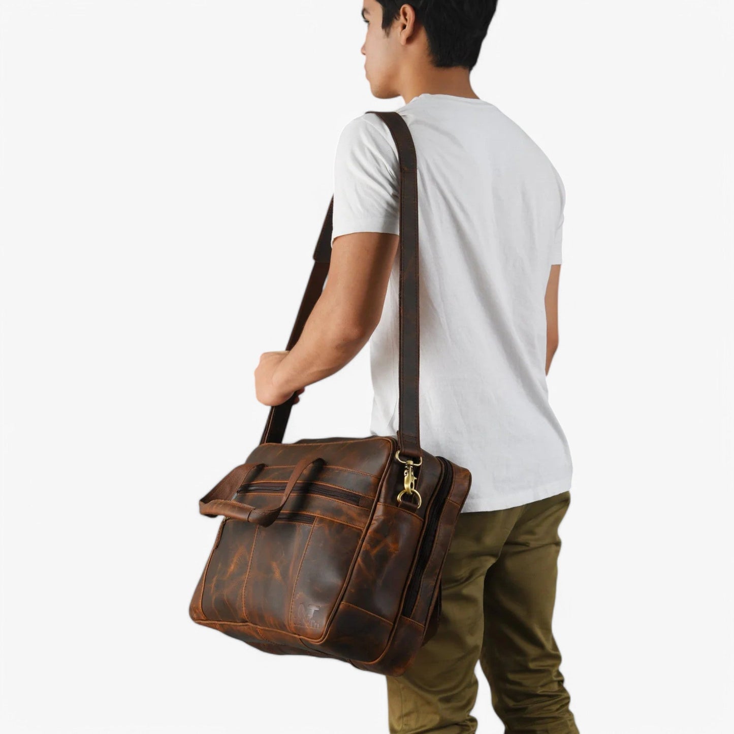 Borsa Portadocumenti Marrone Multiscomparto Unisex — Vigevano, immagine 5