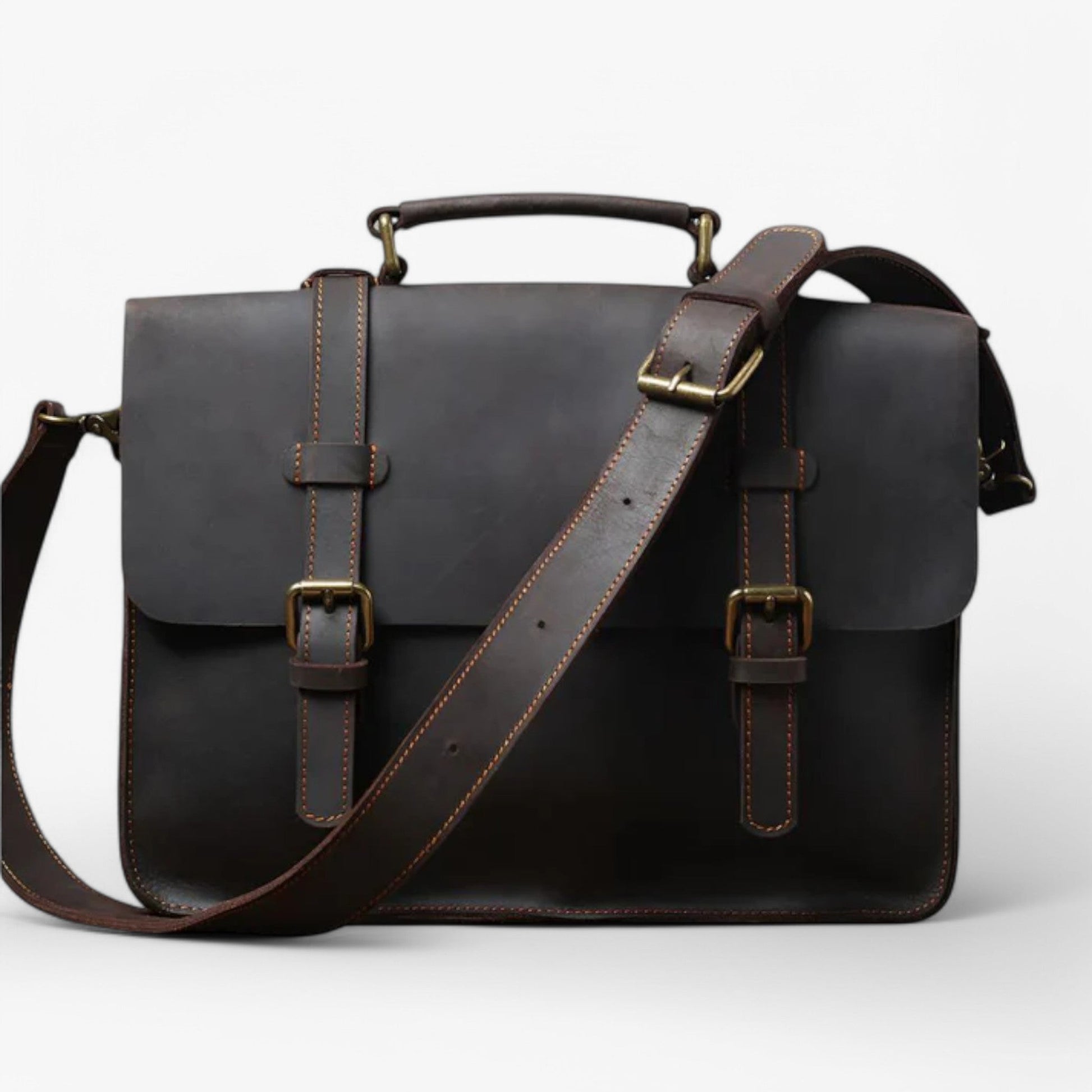 Borsa Messenger Marrone Con Patta Unisex — Trento, immagine 2
