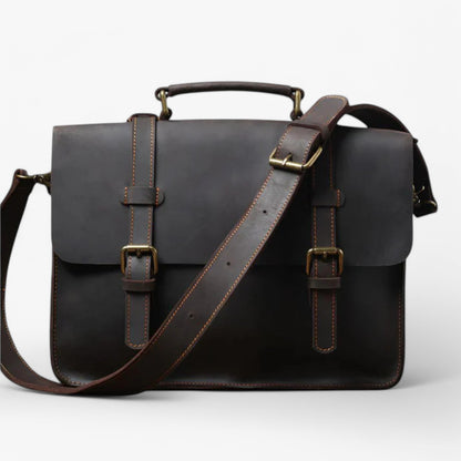 Borsa Messenger Marrone Con Patta Unisex — Trento, immagine 2