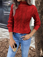 Maglione A Trecce Da Donna Con Collo Alto E Taglio Comodo, immagine 6