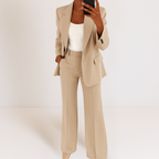 Completo Elegante Da Donna Con Blazer E Pantaloni A Gamba Larga, immagine 6