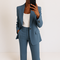Completo Elegante Da Donna Con Blazer E Pantaloni A Gamba Larga, immagine 1