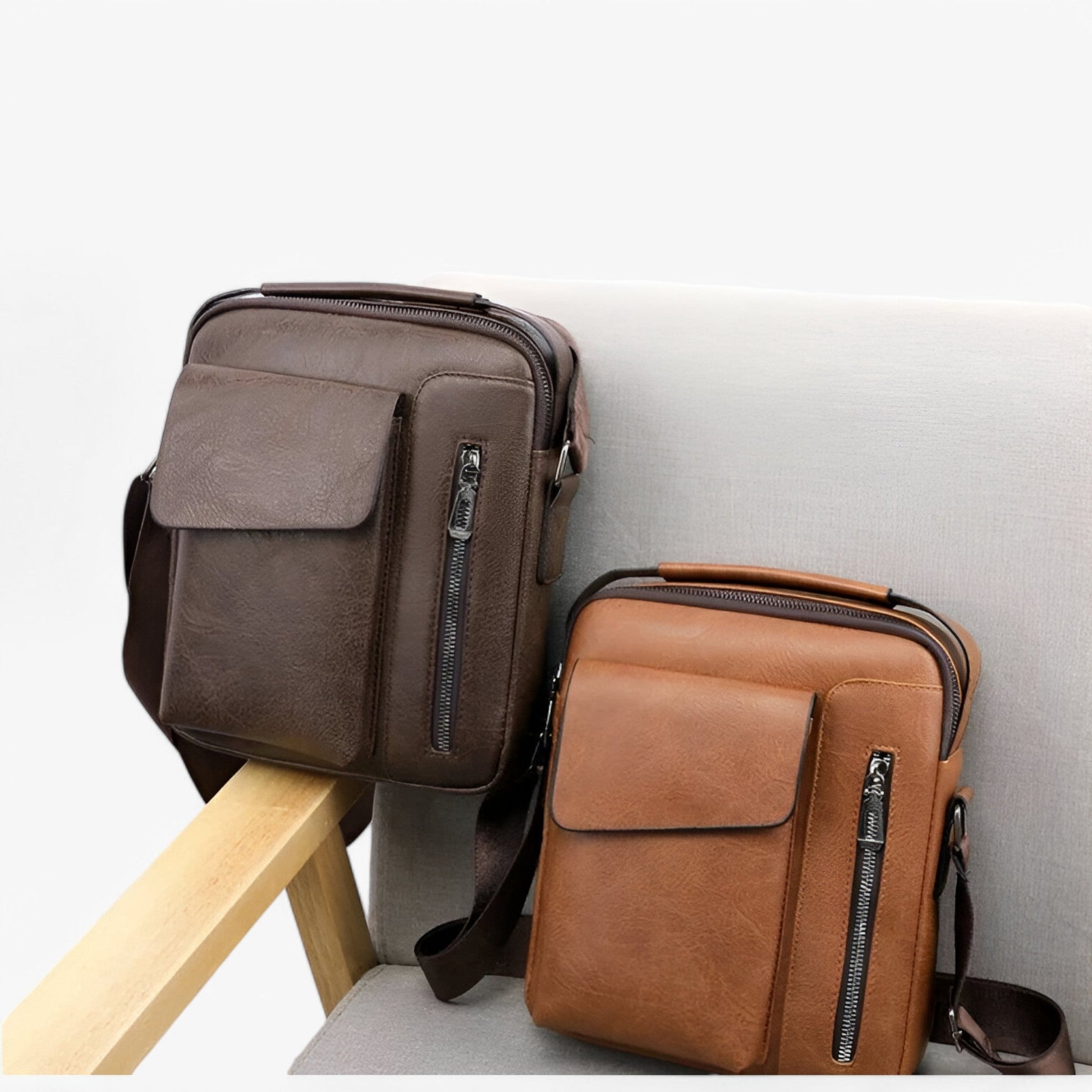 Borsa A Tracolla Marrone Multiscomparto Uomo — Mantova, immagine 11