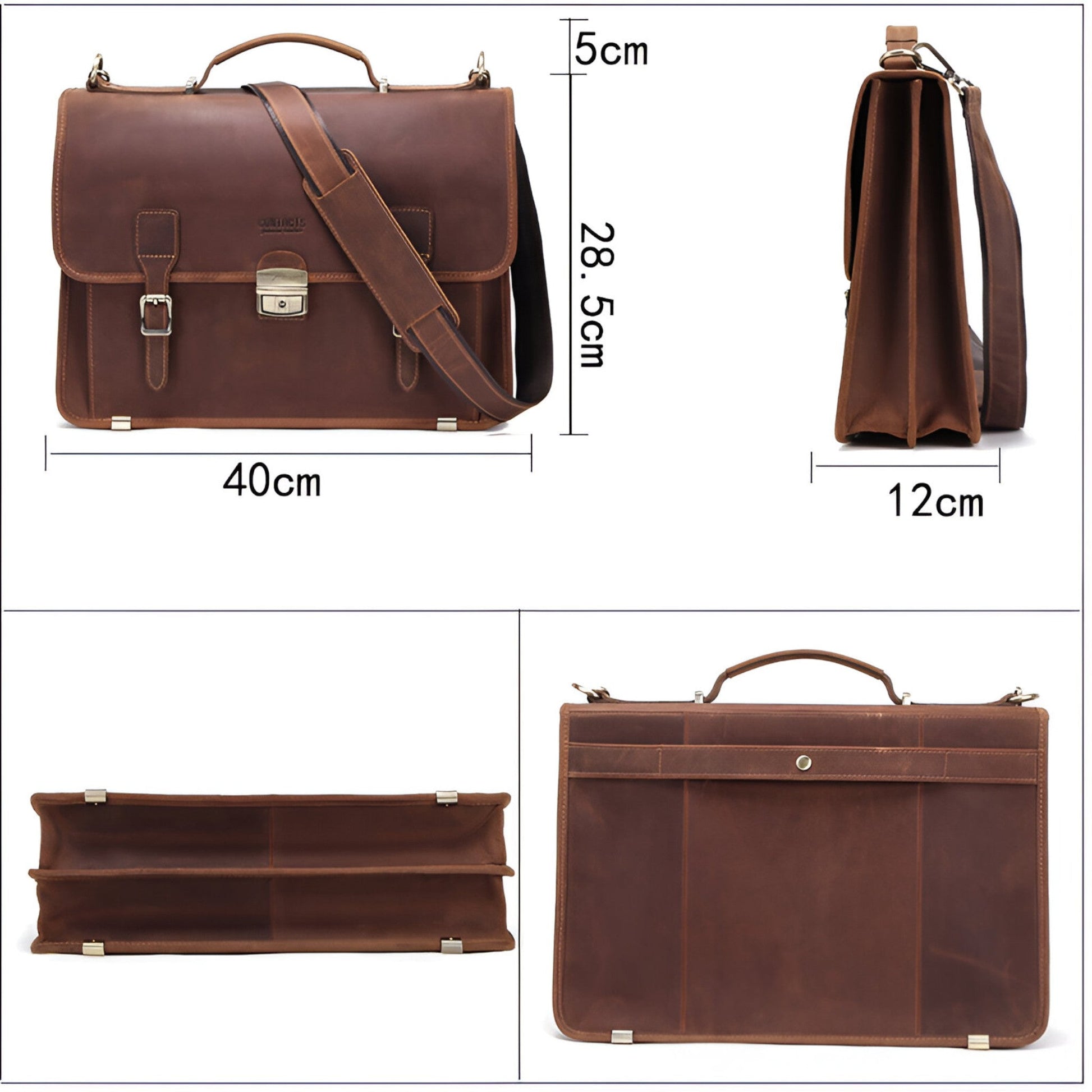 Borsa Portadocumenti Marrone Con Patta Unisex — Todi, immagine 2