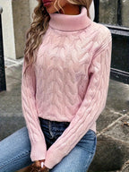 Maglione A Trecce Da Donna Con Collo Alto E Taglio Comodo, immagine 47