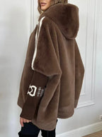 Cappotto Oversize In Pelliccia Sintetica Da Donna Con Cappuccio, immagine 10