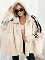 Cappotto Oversize In Pelliccia Sintetica Da Donna Con Cappuccio, immagine 3