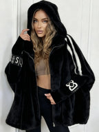 Cappotto Oversize In Pelliccia Sintetica Da Donna Con Cappuccio, immagine 2