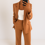 Completo Elegante Da Donna Con Blazer E Pantaloni A Gamba Larga, immagine 7