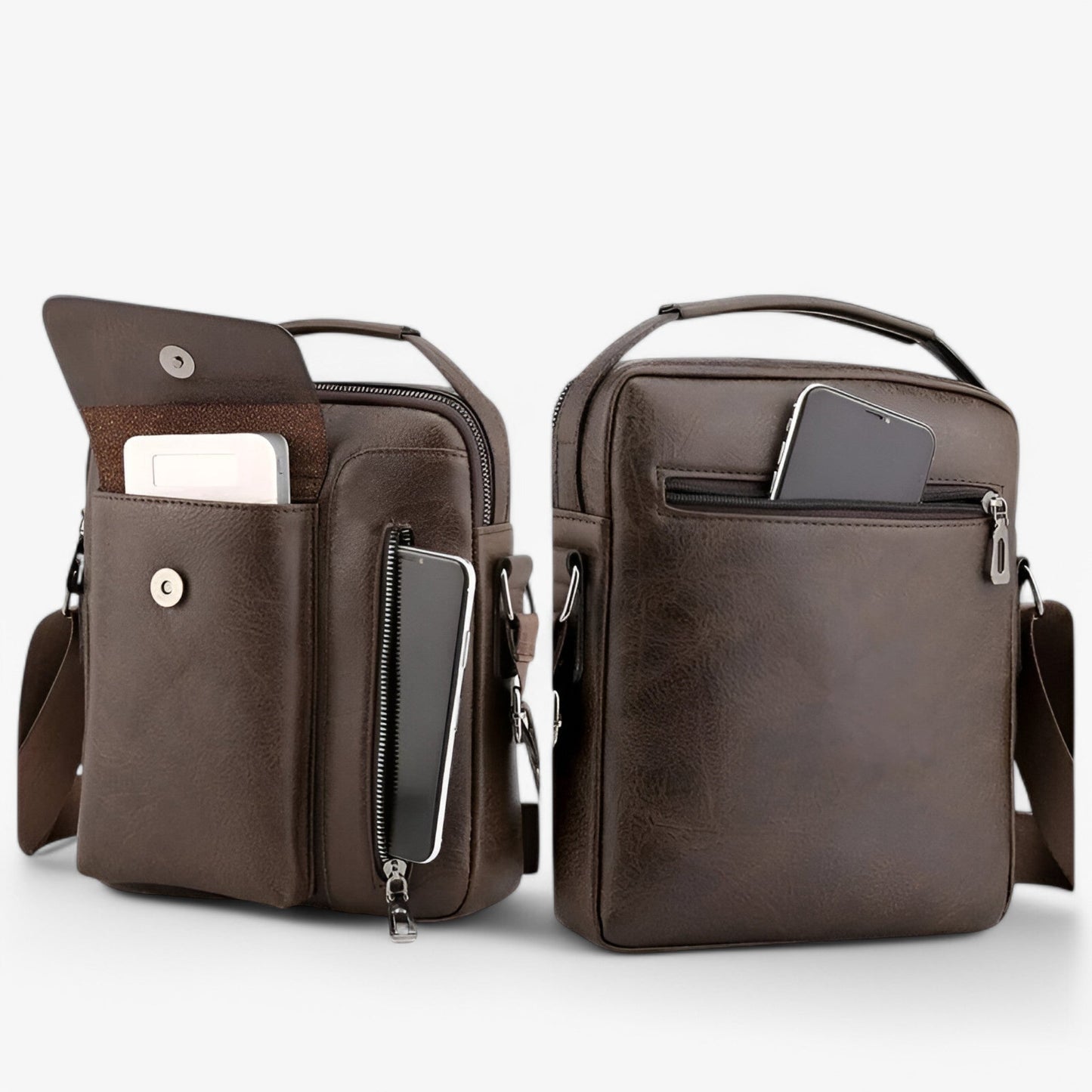 Borsa A Tracolla Marrone Multiscomparto Uomo — Mantova, immagine 14