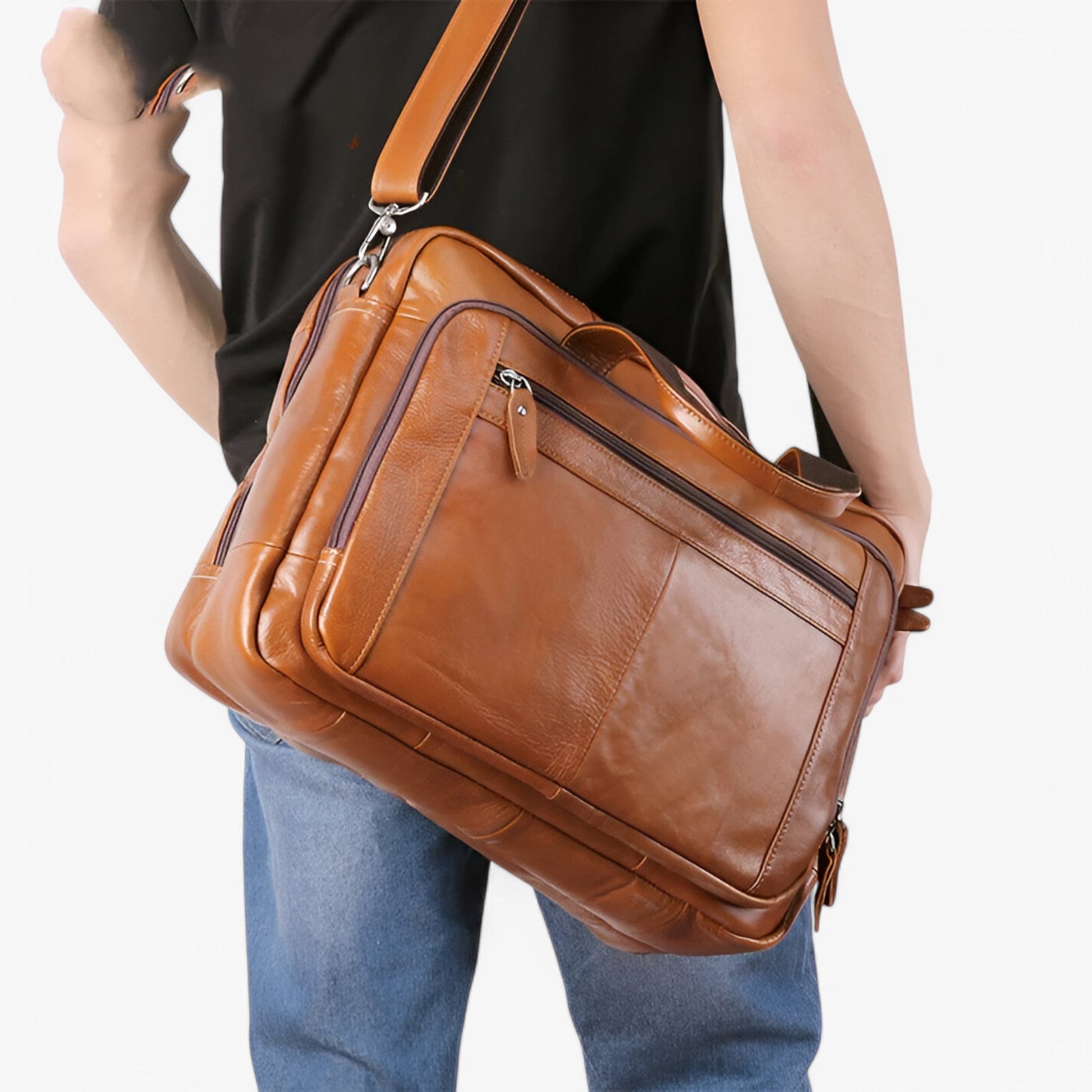 Borsa Portadocumenti Marrone Porta Laptop Uomo — Asti, immagine 2