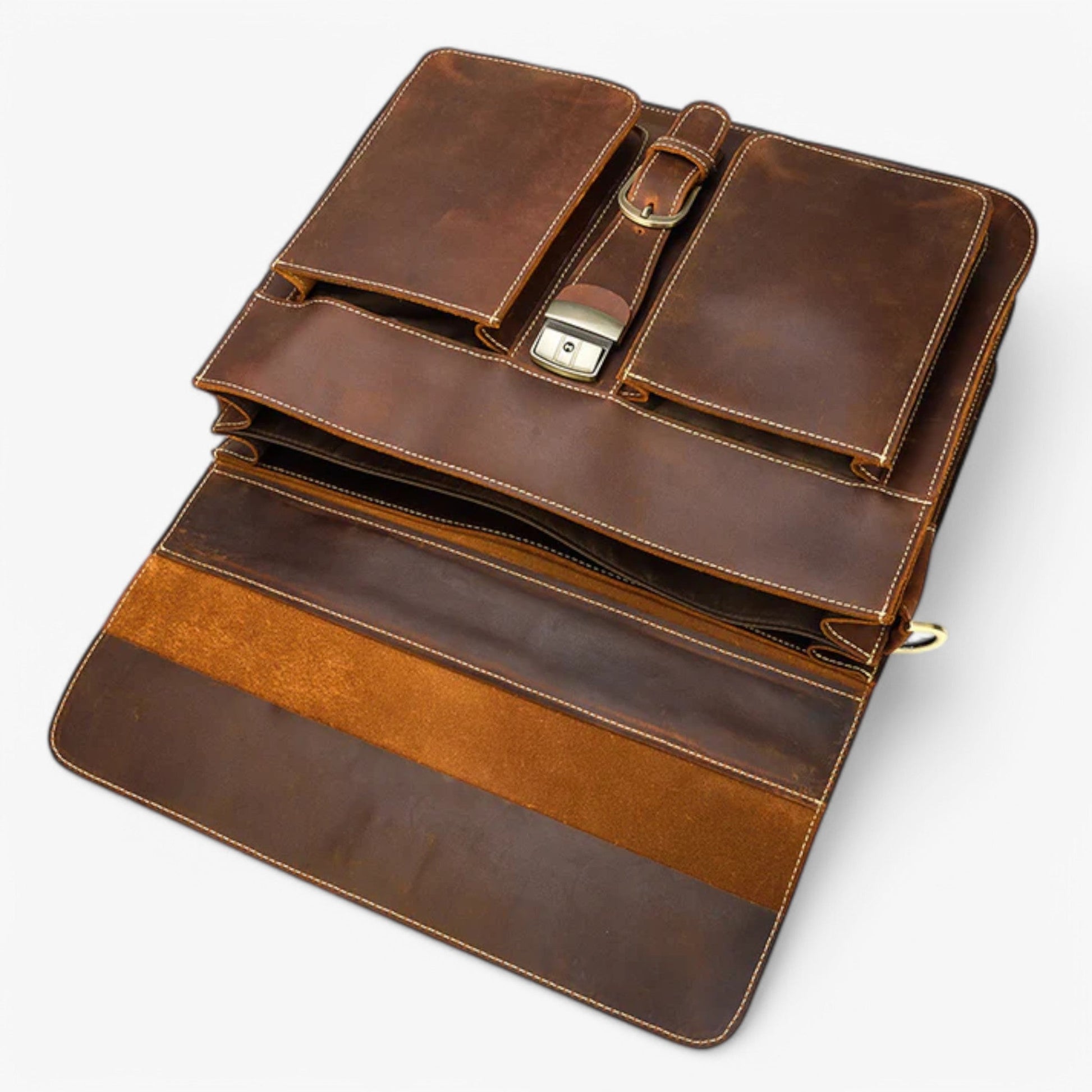 Borsa Portadocumenti Marrone Con Tracolla Unisex — Vasto, immagine 4