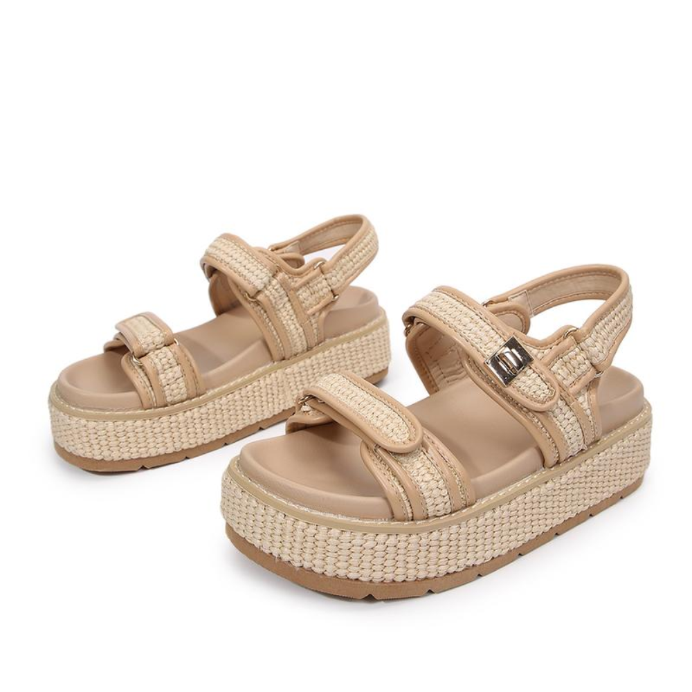 Raffia Buckle Platform — Sandali Con Plateau Con Fibbia Da Donna, immagine 1
