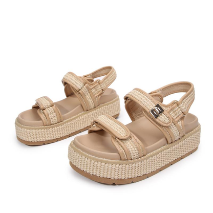 Raffia Buckle Platform — Sandali Con Plateau Con Fibbia Da Donna, immagine 1