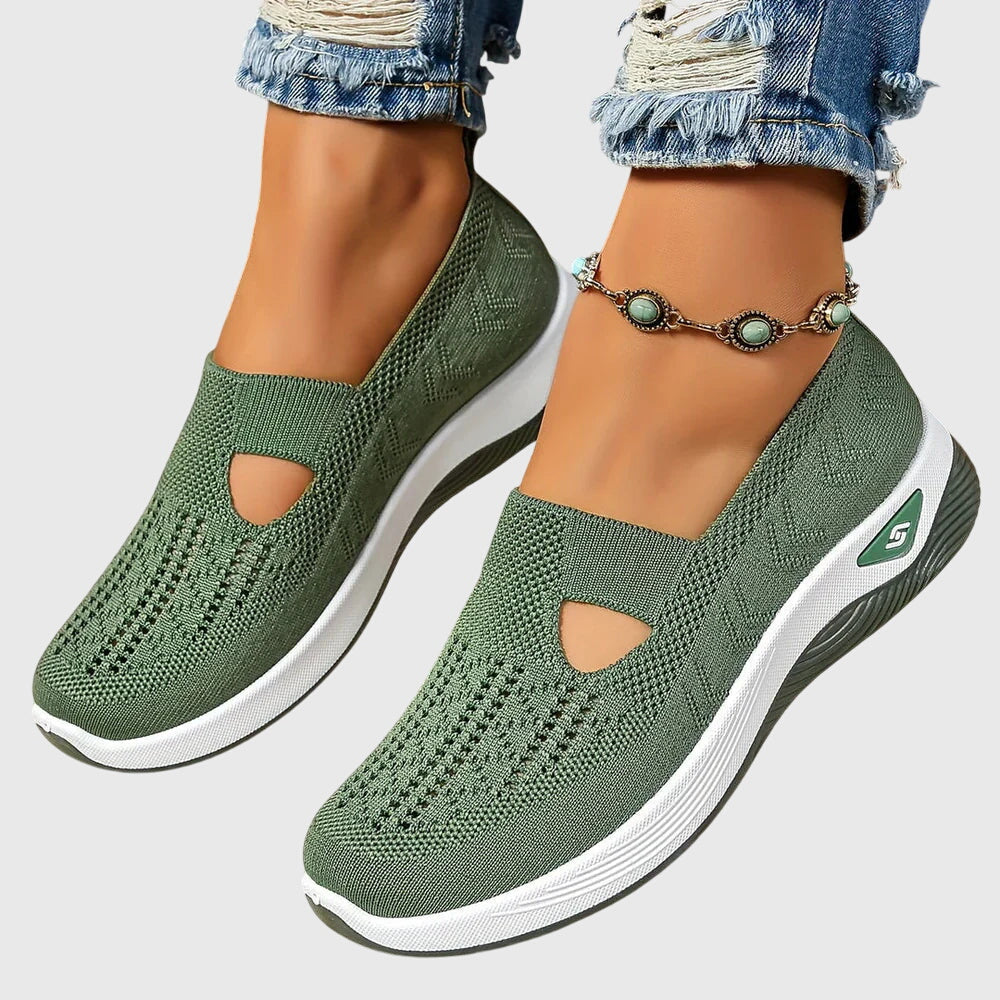 Sneakers Slip On Da Donna In Tessuto Traforato Con Suola Spessa, immagine 1