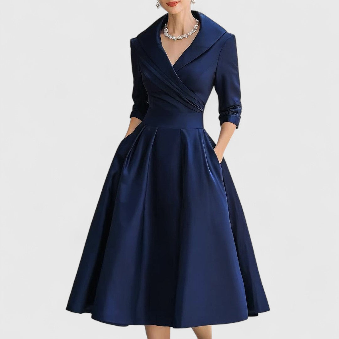 Abito Midi Incrociato Da Donna Con Scollo A V E Tasche, immagine 1
