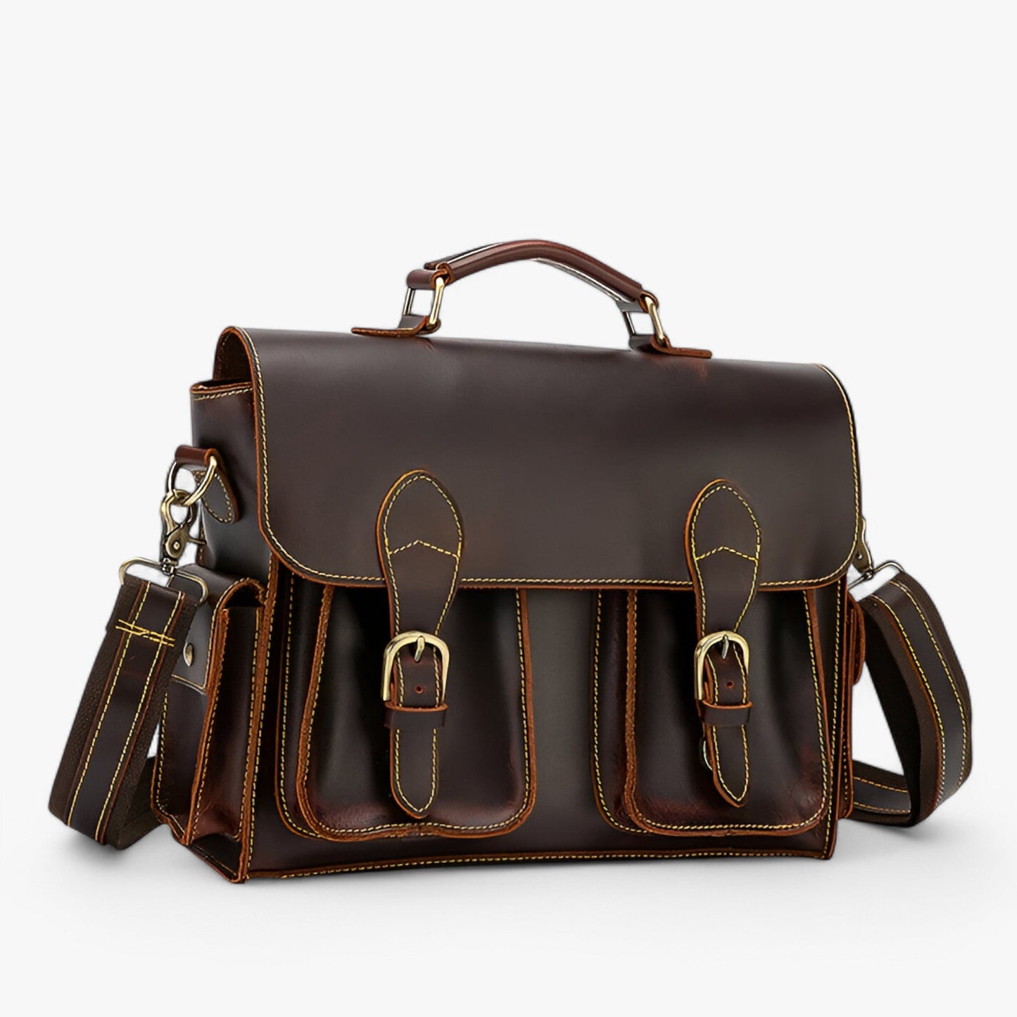 Borsa Portadocumenti Marrone Con Chiusura Unisex — Retro, immagine 2