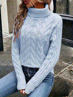 Maglione A Trecce Da Donna Con Collo Alto E Taglio Comodo, immagine 30