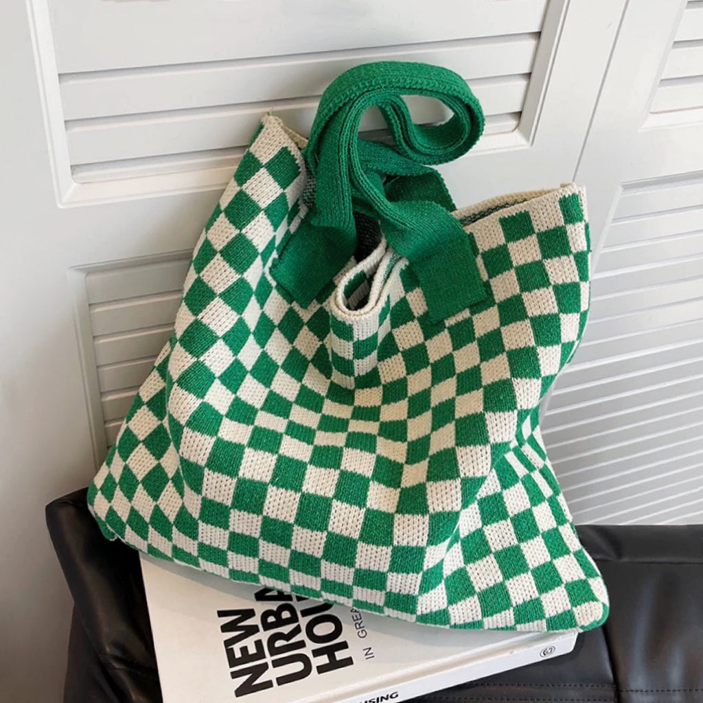 Borsa Tote Verde A Scacchi Donna — Mosaico, immagine 1