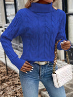Maglione A Trecce Da Donna Con Collo Alto E Taglio Comodo, immagine 22