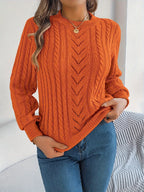 Maglione A Trecce Da Donna Con Girocollo E Maniche Lunghe, immagine 20