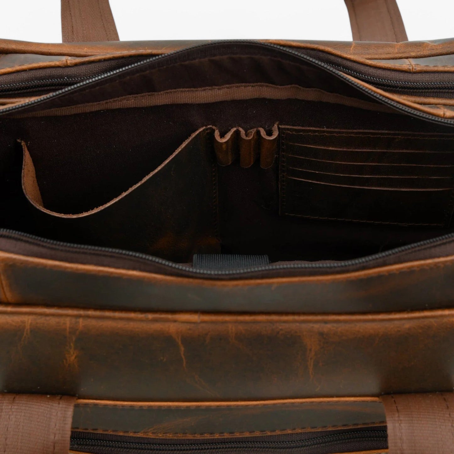 Borsa Portadocumenti Marrone Multiscomparto Unisex — Vigevano, immagine 10
