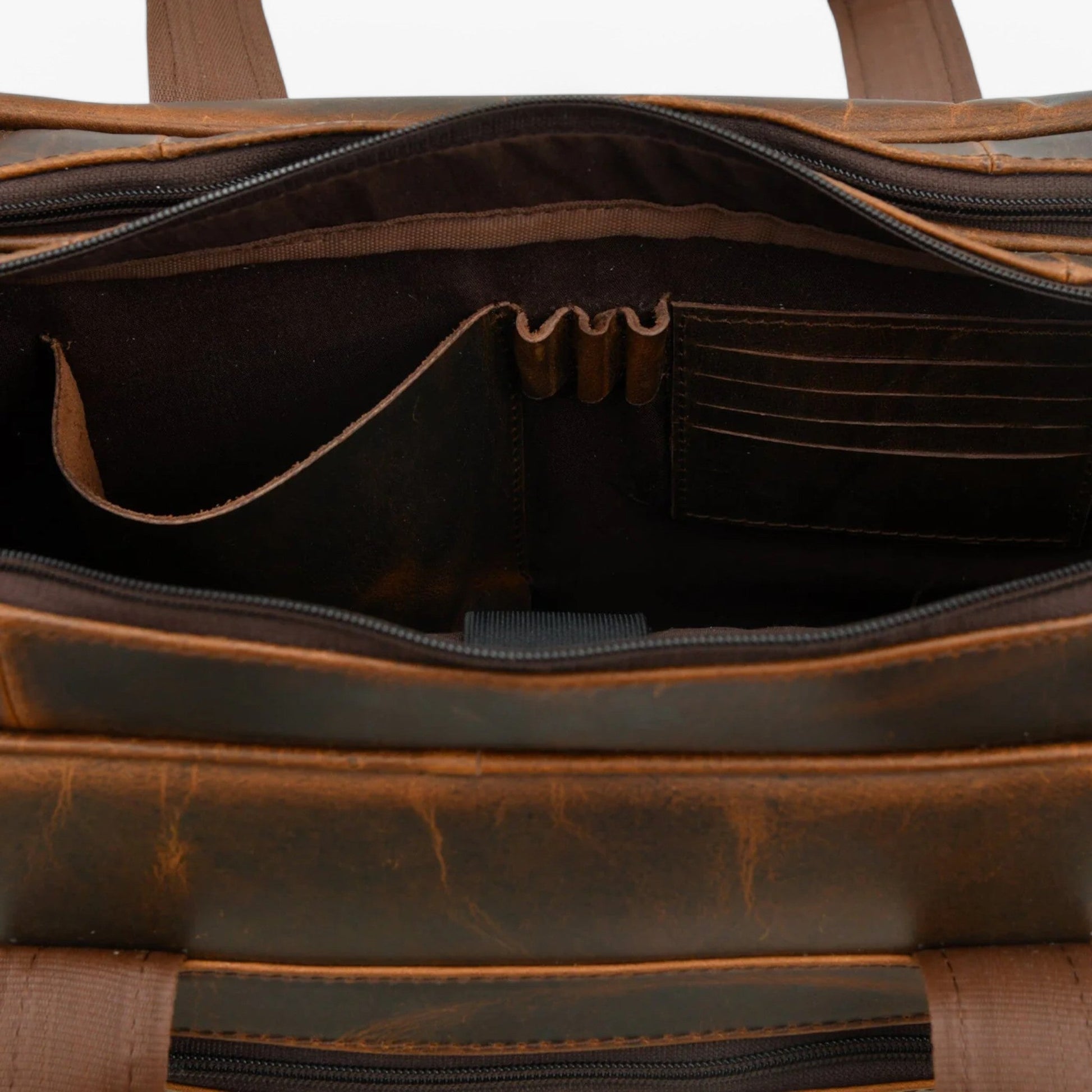 Borsa Portadocumenti Marrone Multiscomparto Unisex — Vigevano, immagine 10