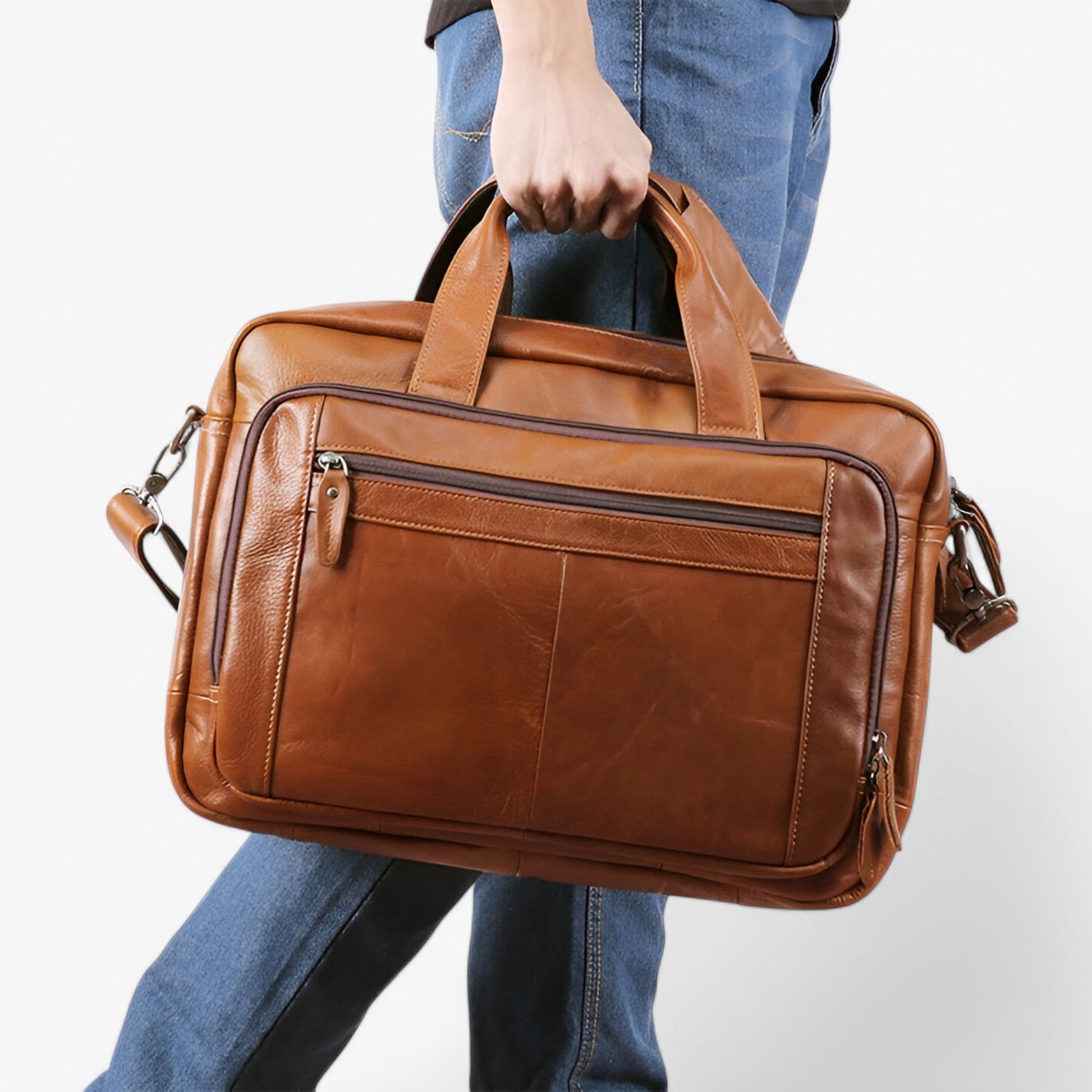 Borsa Portadocumenti Marrone Porta Laptop Uomo — Asti, immagine 3