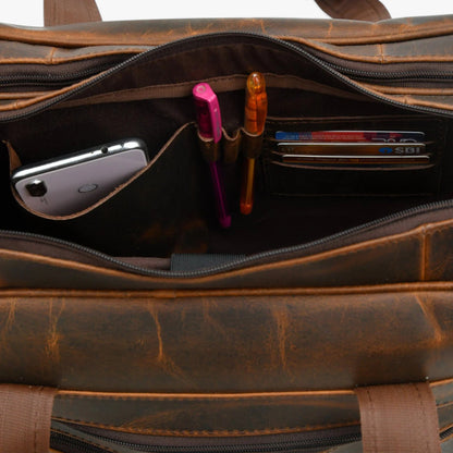 Borsa Portadocumenti Marrone Multiscomparto Unisex — Vigevano, immagine 11