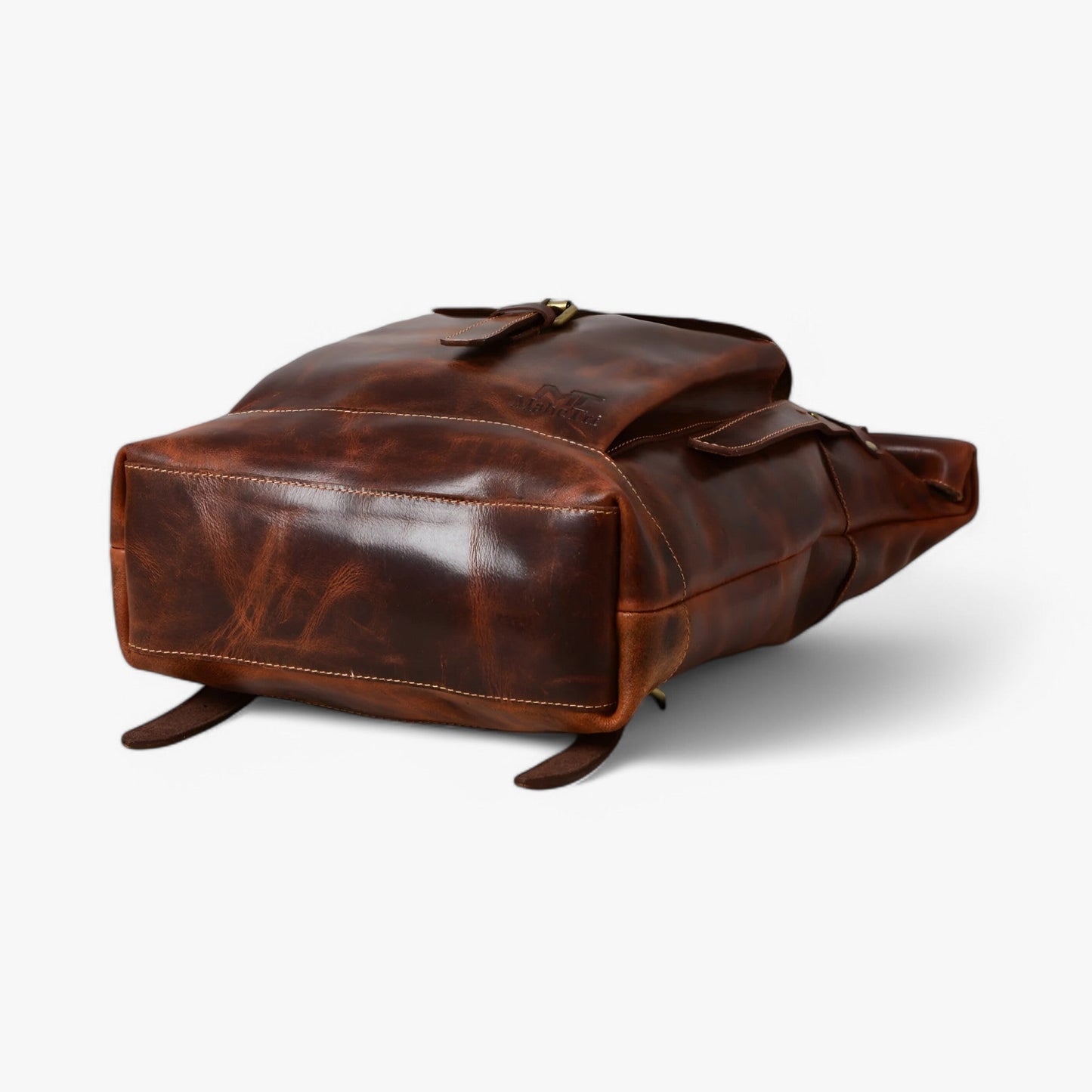 Zaino Roll Top Marrone Con Fibbia Unisex — Saddle, immagine 8