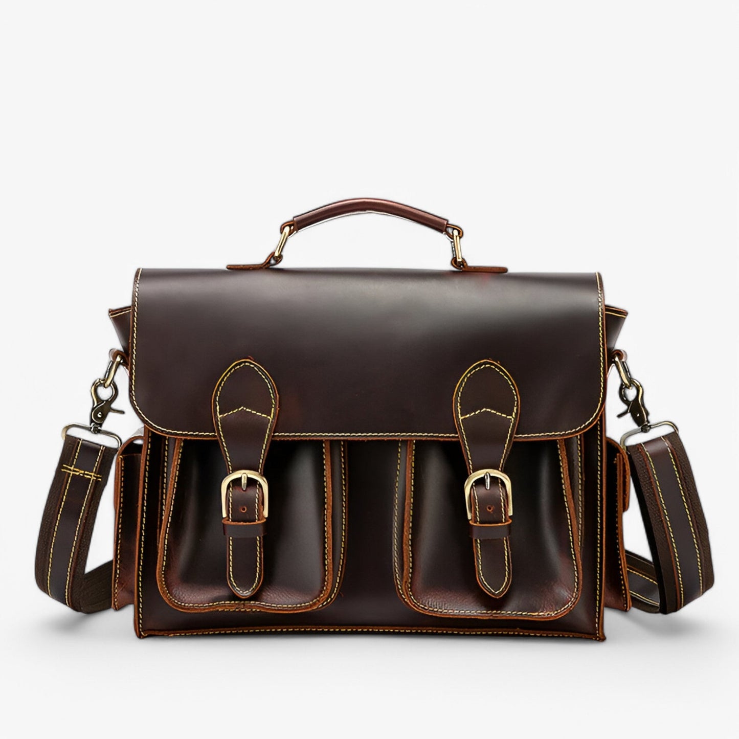 Borsa Portadocumenti Marrone Con Chiusura Unisex — Retro, immagine 1