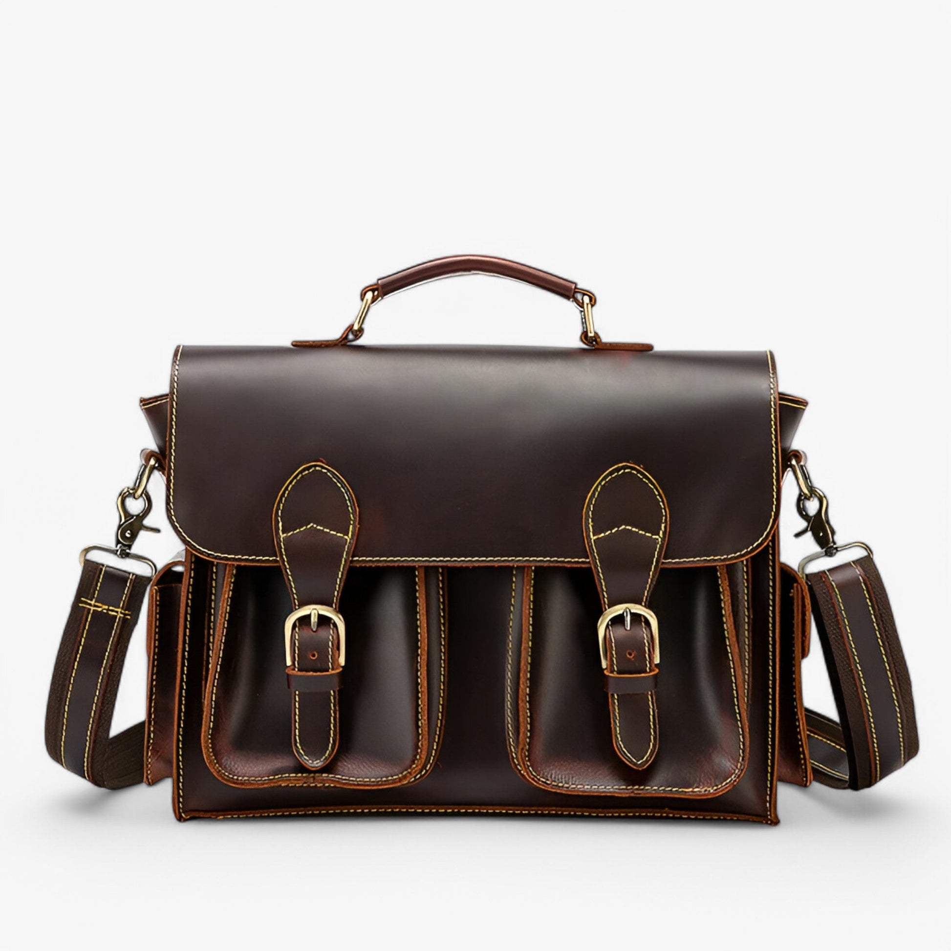 Borsa Portadocumenti Marrone Con Chiusura Unisex — Retro, immagine 1