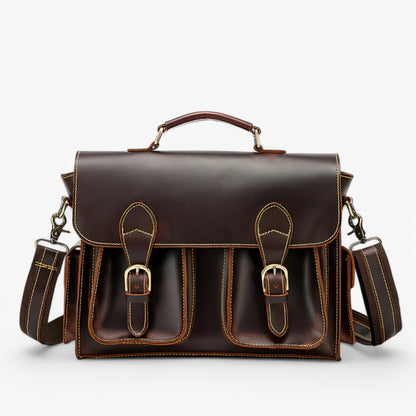 Borsa Portadocumenti Marrone Con Chiusura Unisex — Retro, immagine 1