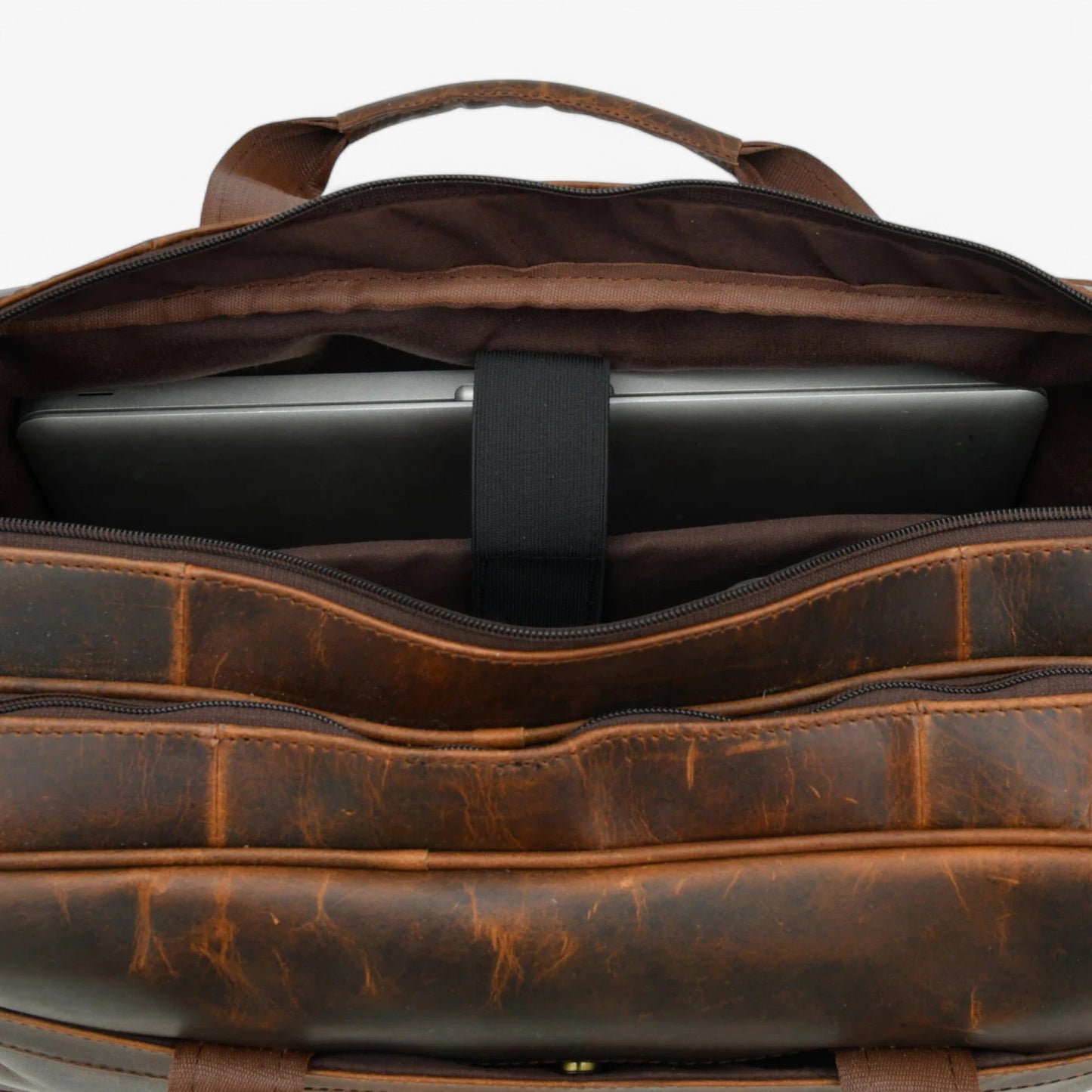 Borsa Portadocumenti Marrone Multiscomparto Unisex — Vigevano, immagine 12