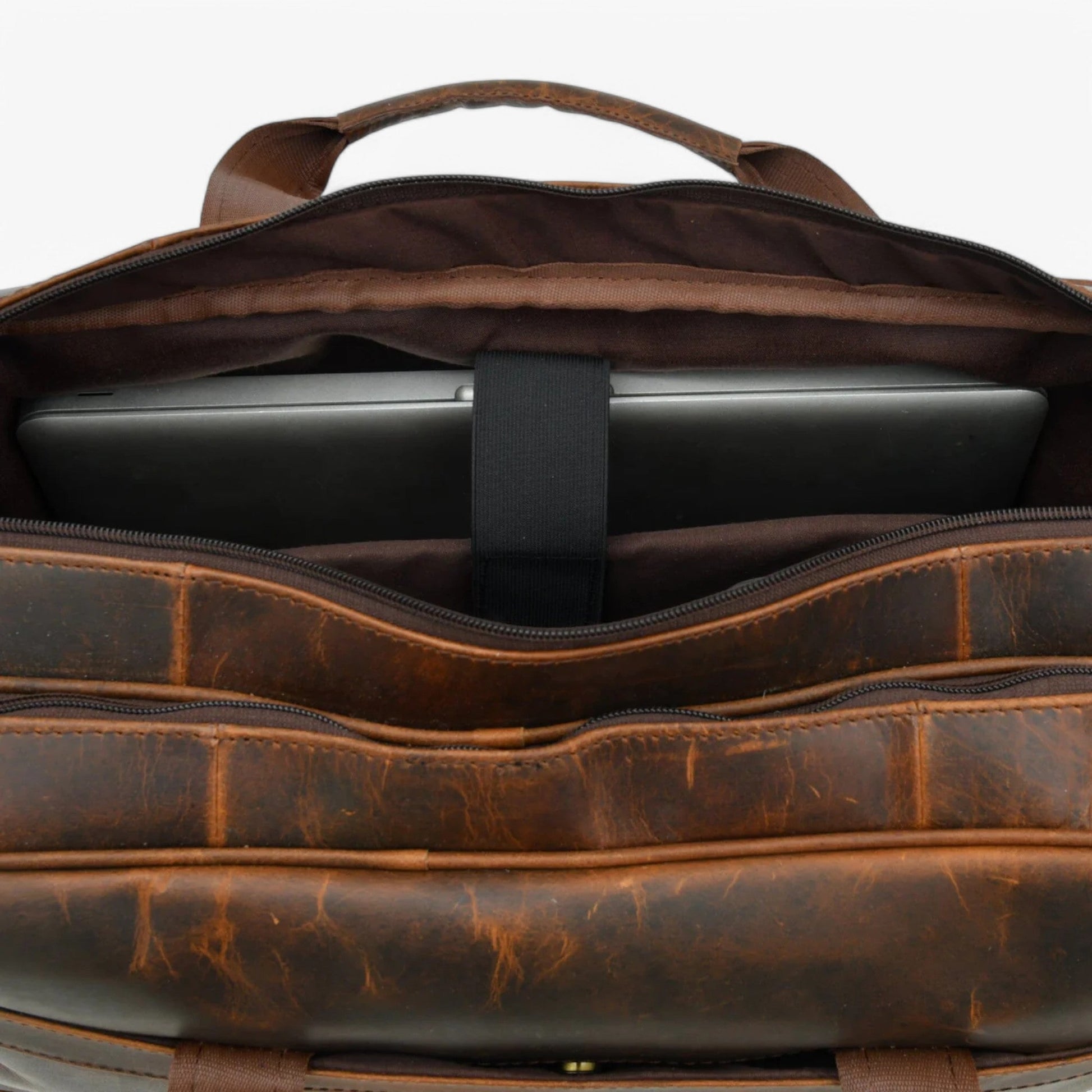 Borsa Portadocumenti Marrone Multiscomparto Unisex — Vigevano, immagine 12