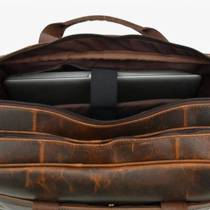 Borsa Portadocumenti Marrone Multiscomparto Unisex — Vigevano, immagine 12